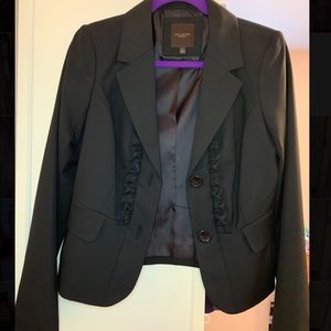 The Limited Black Stretch Ruffle Blazer